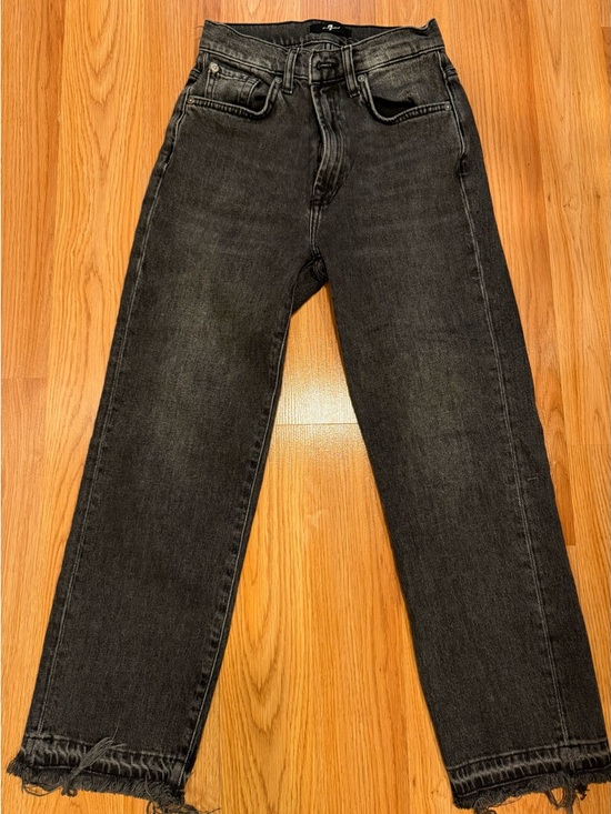 7 For All Mankind Denim - Women’s Black Washed Straight-Leg Jeans